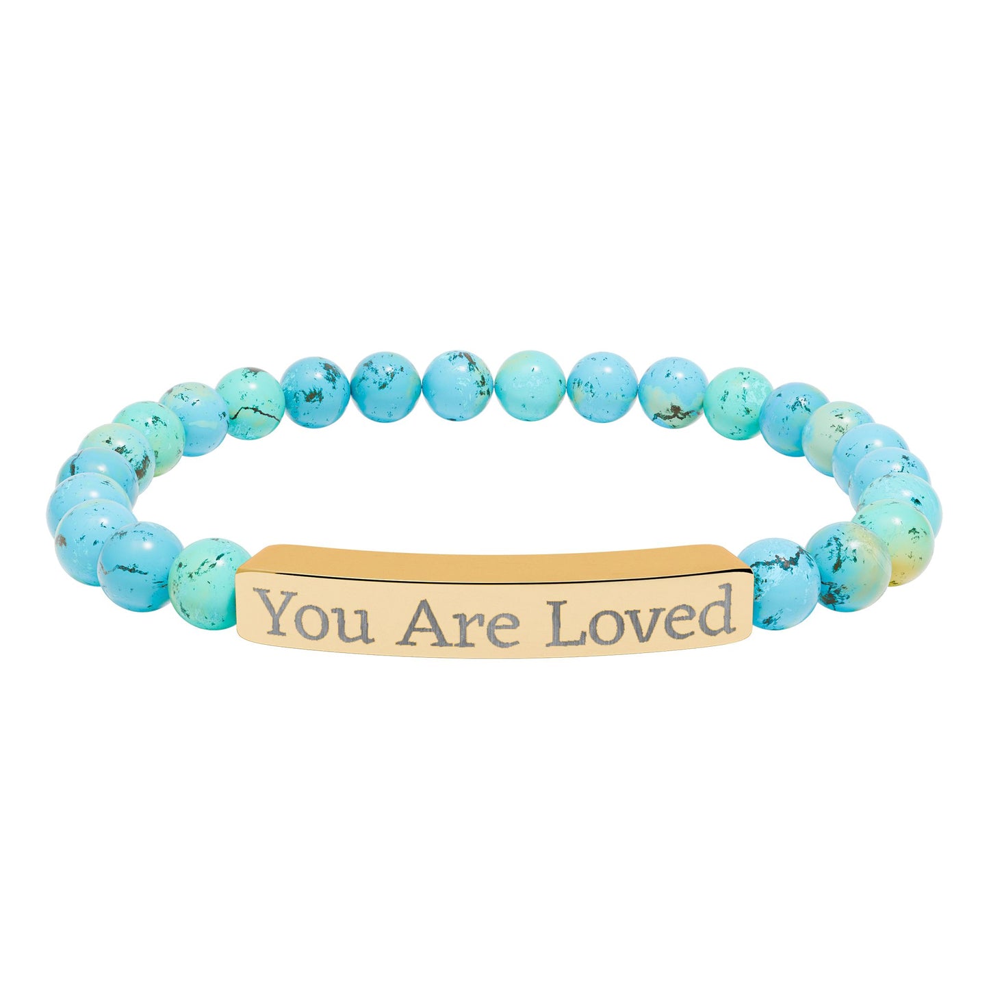 Engraved "You Are Loved" Natural Stone Stretch Bracelet