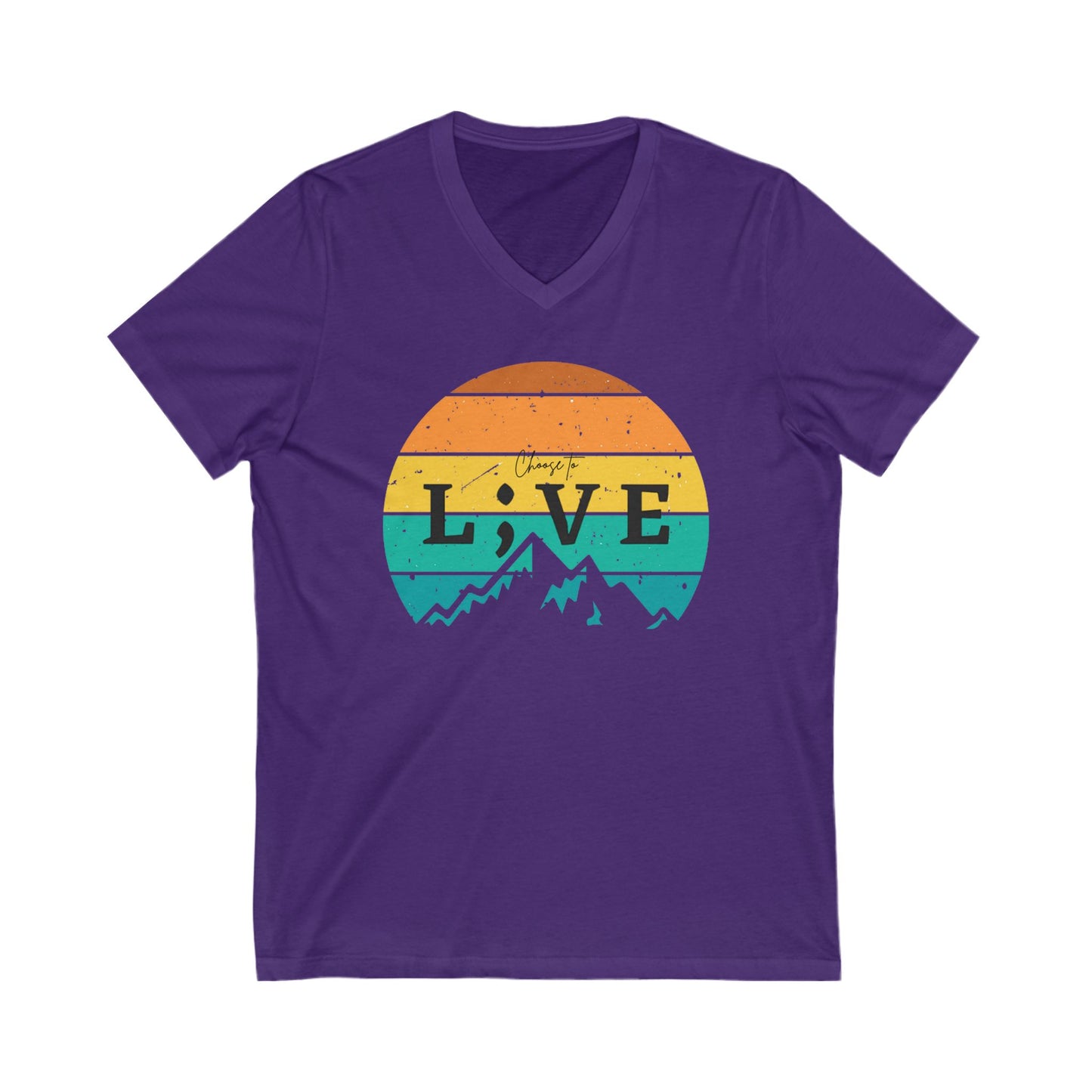 V-Neck Tee Mountain L;VE Suicide Prevention Awareness Outdoor Lovers