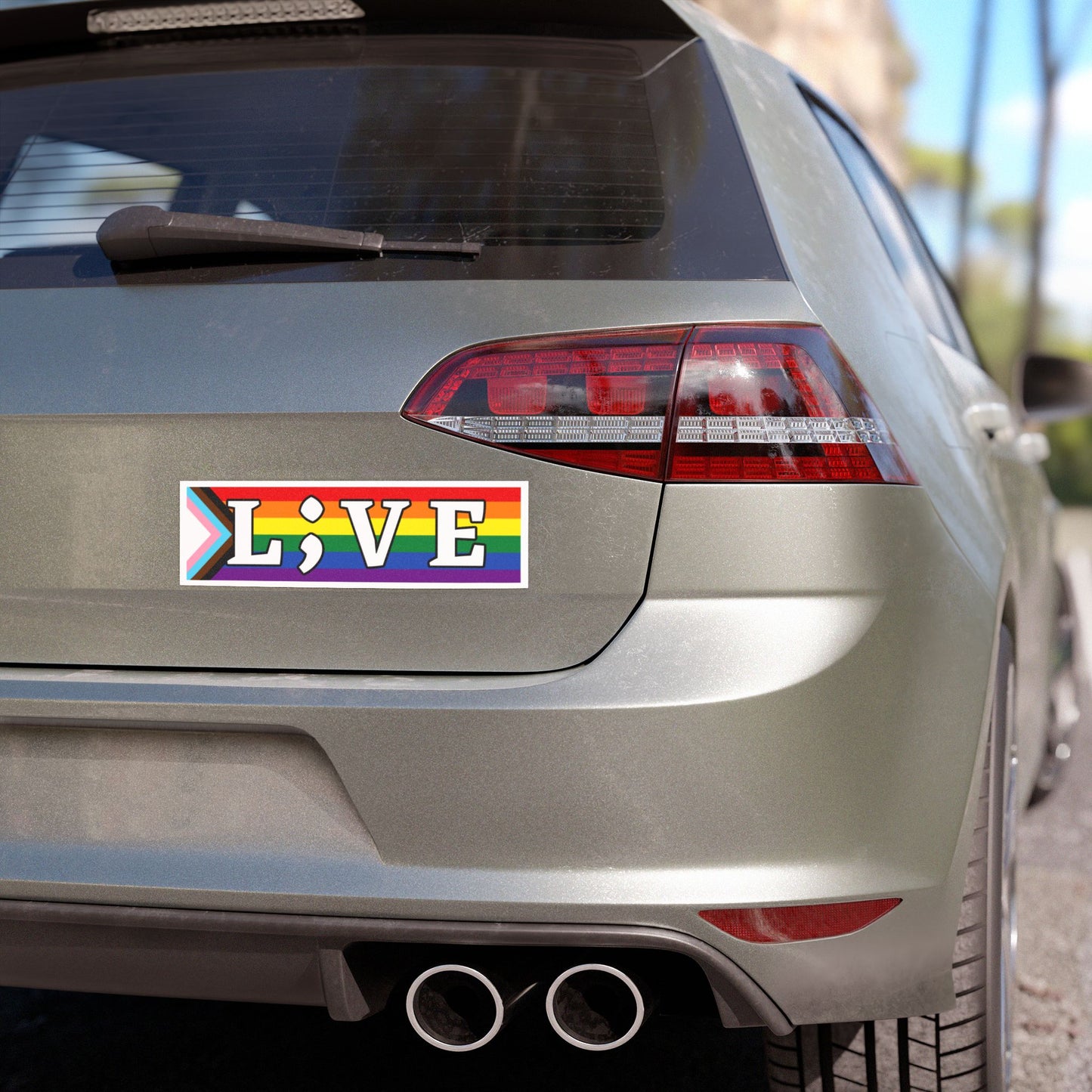 Pride Car Magnet - "L;VE" Rainbow Design