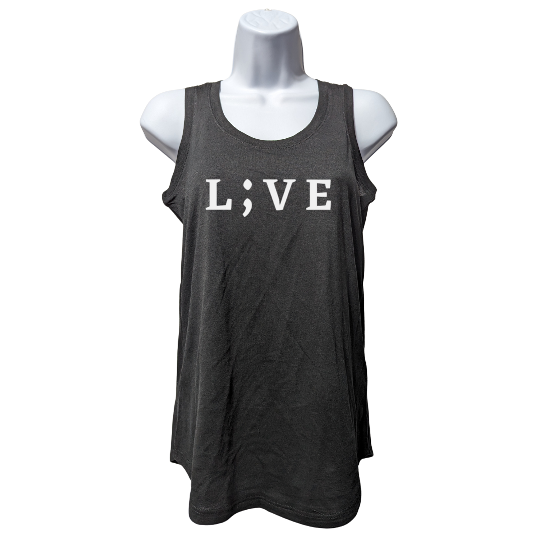 L;VE - Ladies Tri Racerback Tank (Black)