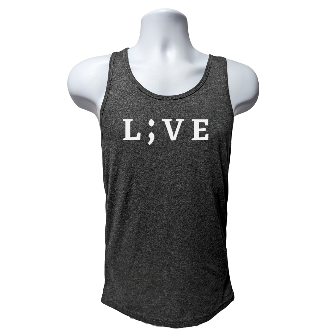 L;VE Unisex Heather Black Triblend Tank