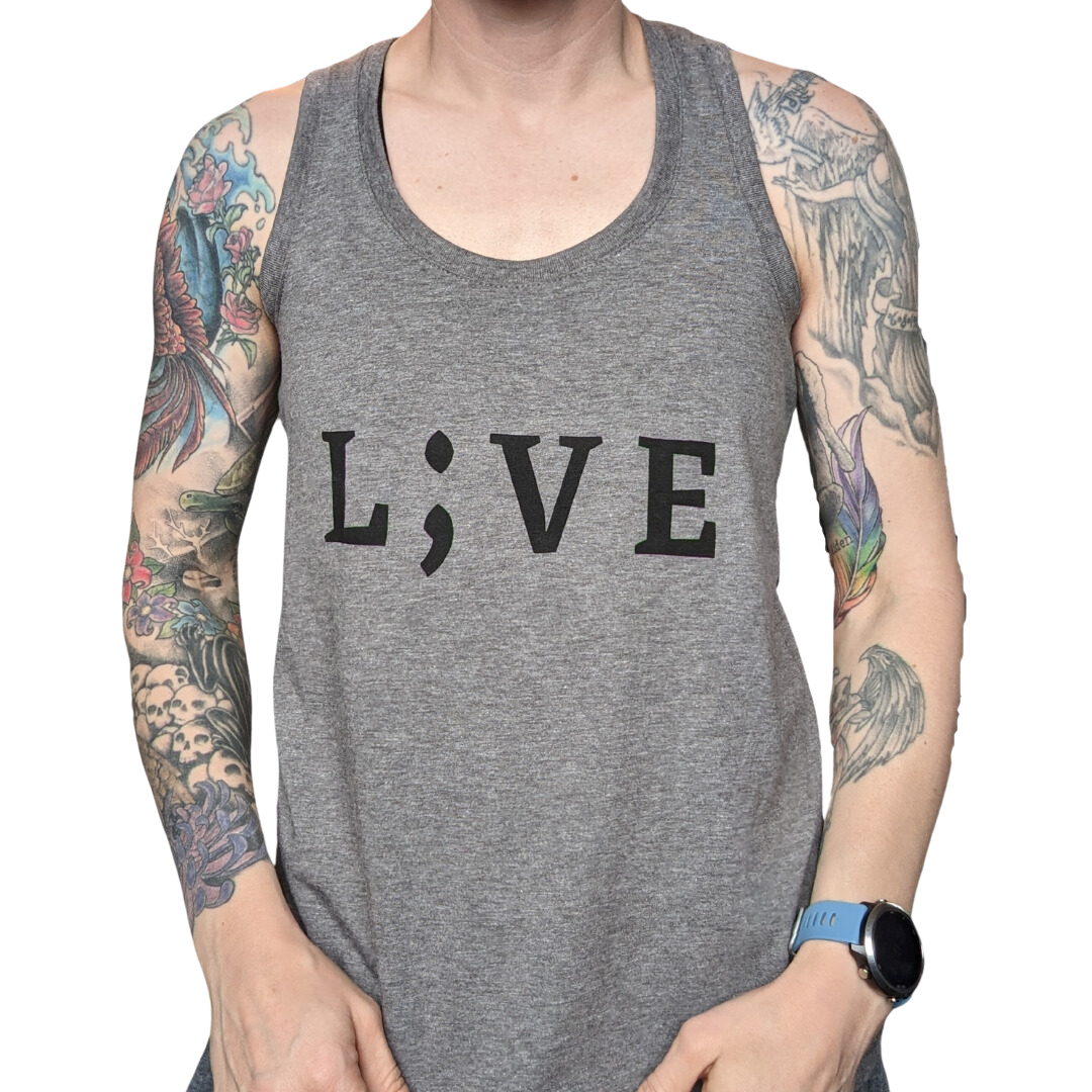 L;VE Ladies Tri Racerback Tank (Grey)