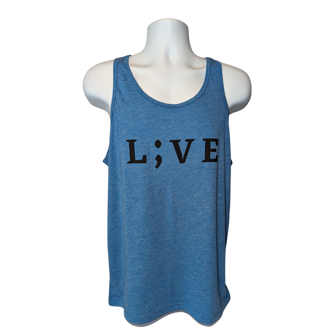 L;VE Unisex Blue Triblend Tank