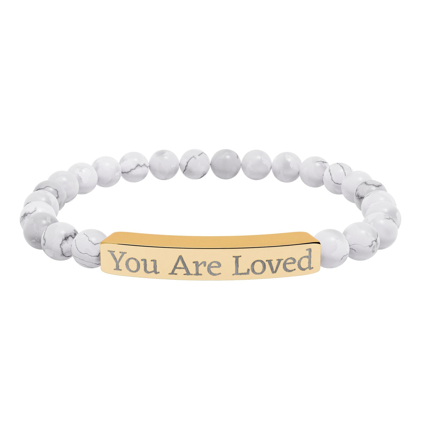 Engraved "You Are Loved" Natural Stone Stretch Bracelet