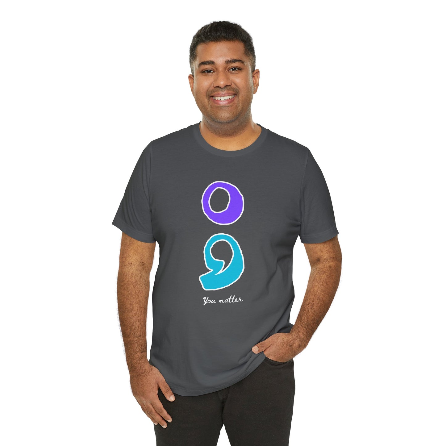 Semicolon T-Shirt in Suicide Prevention Awareness Colors