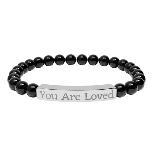 Engraved "You Are Loved" Natural Stone Stretch Bracelet