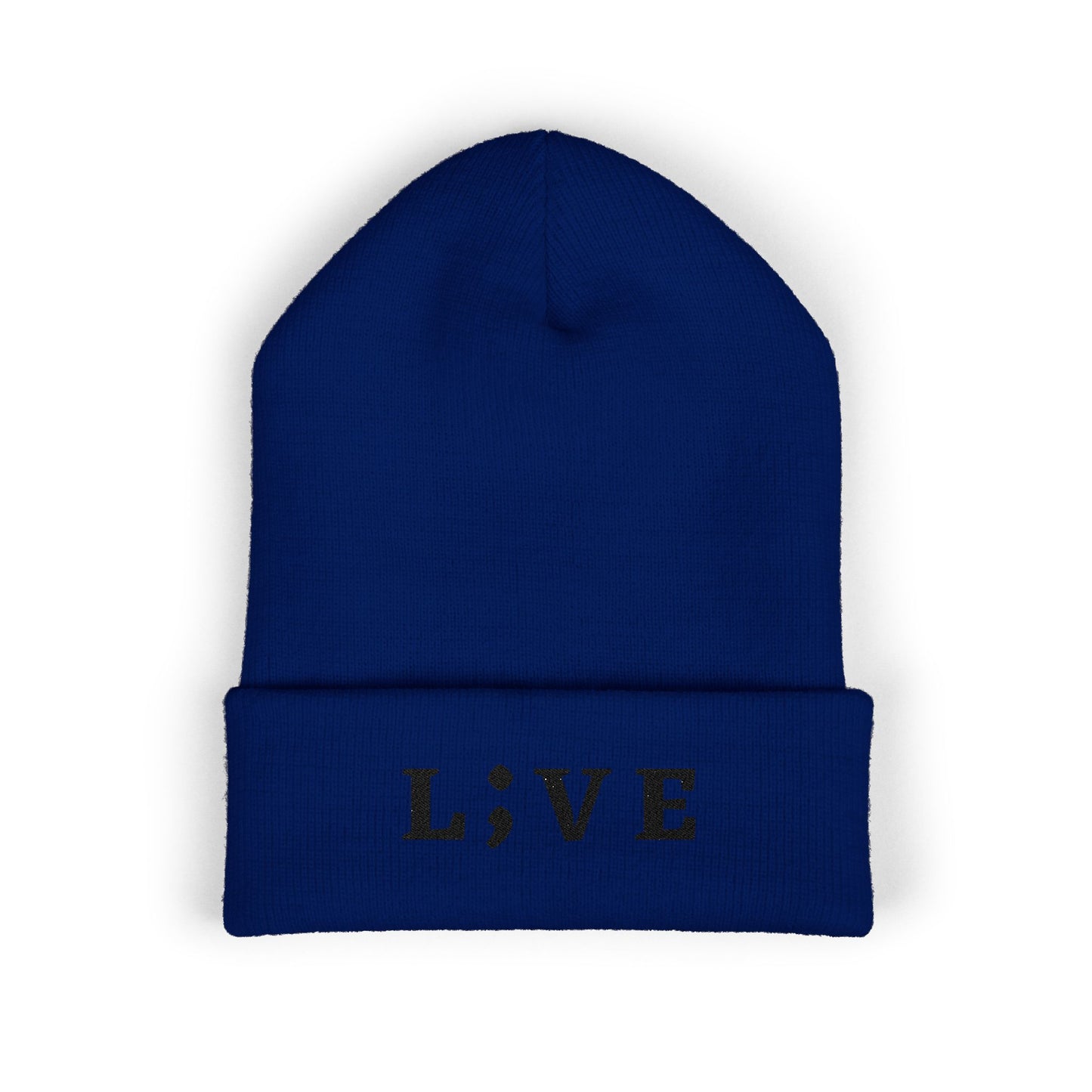 Minimalist Embroidered Live Cuffed Beanie - Stylish Winter Accessory