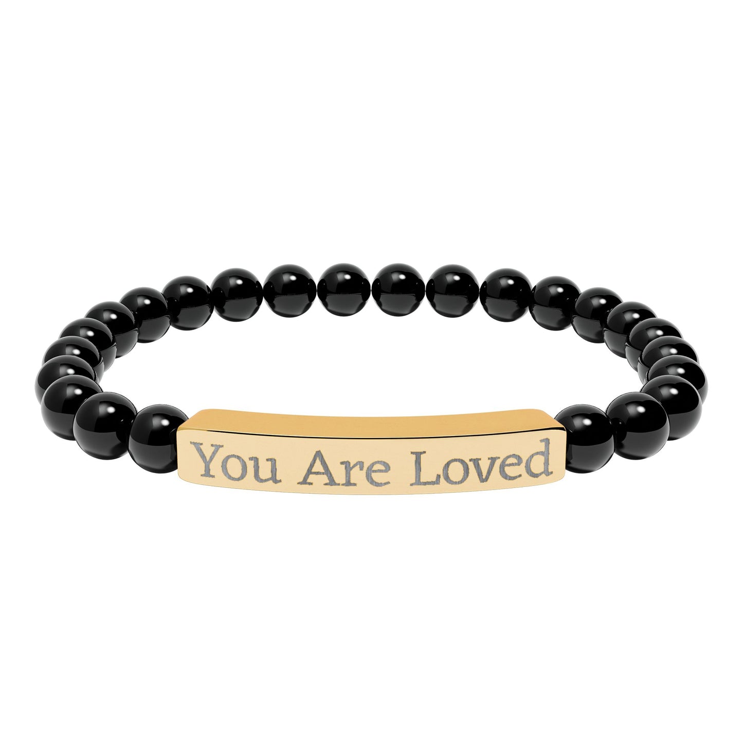 Engraved "You Are Loved" Natural Stone Stretch Bracelet