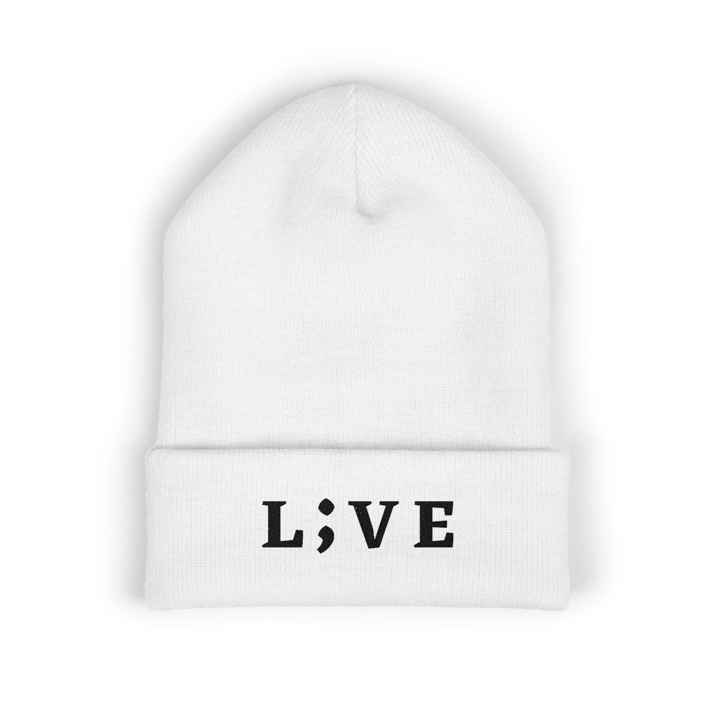Minimalist Embroidered Live Cuffed Beanie - Stylish Winter Accessory