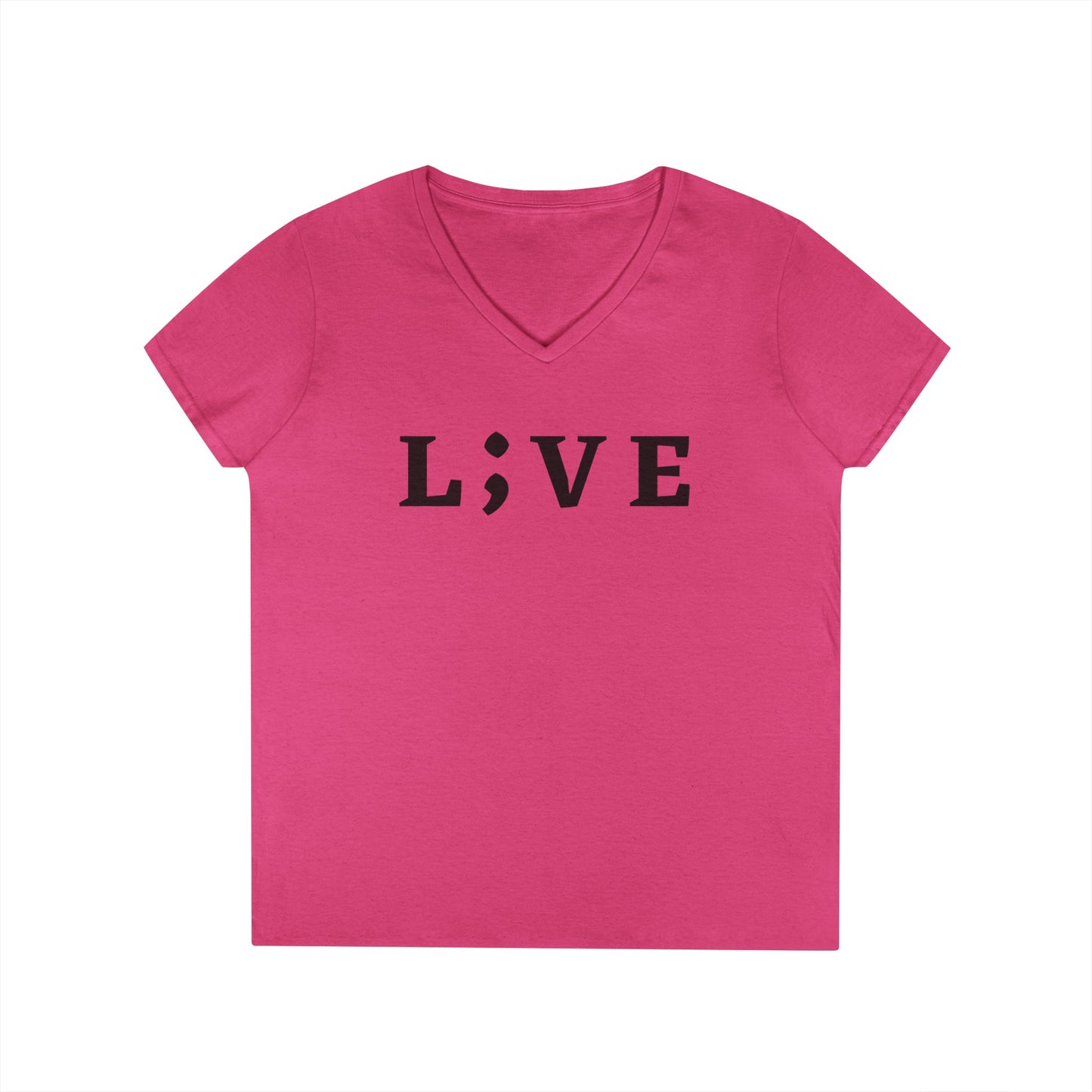 Inspirational Ladies' V-Neck T-Shirt - 'L;VE' Brand