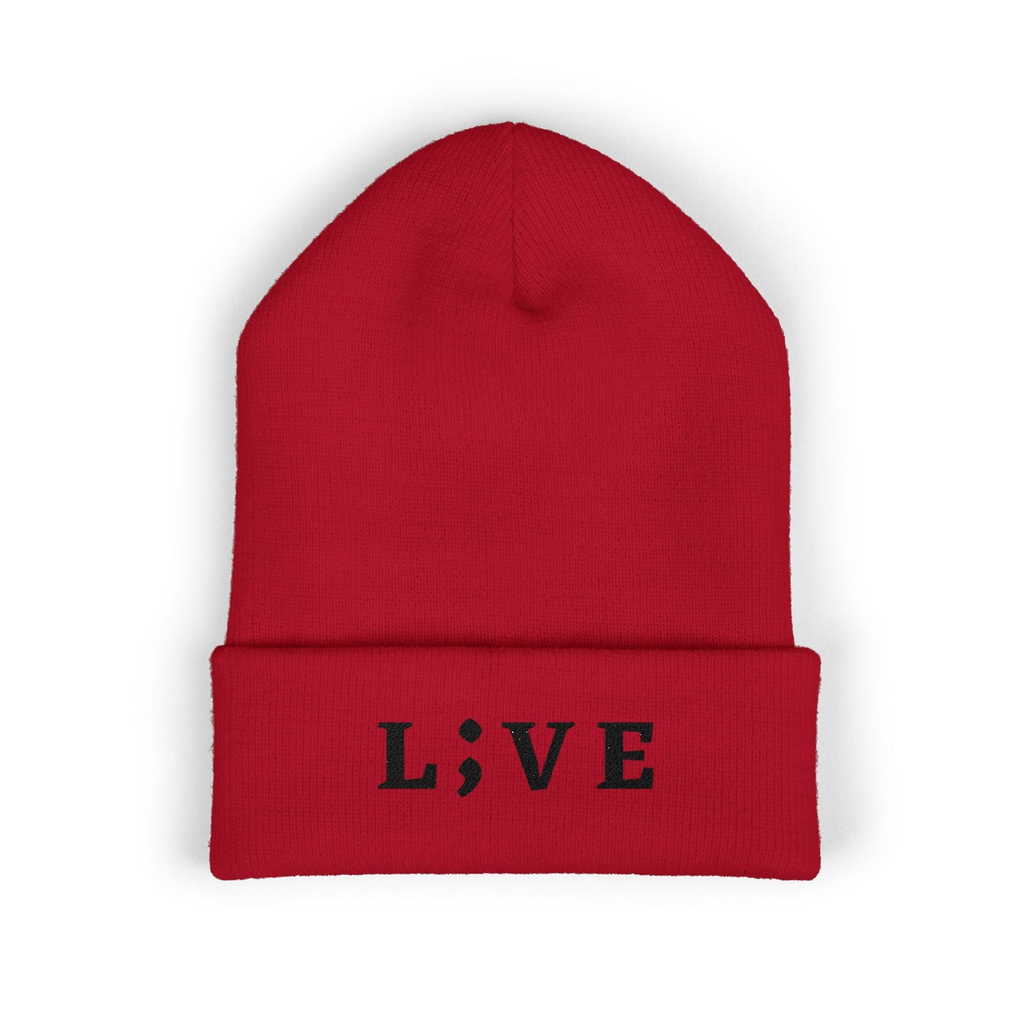 Minimalist Embroidered Live Cuffed Beanie - Stylish Winter Accessory