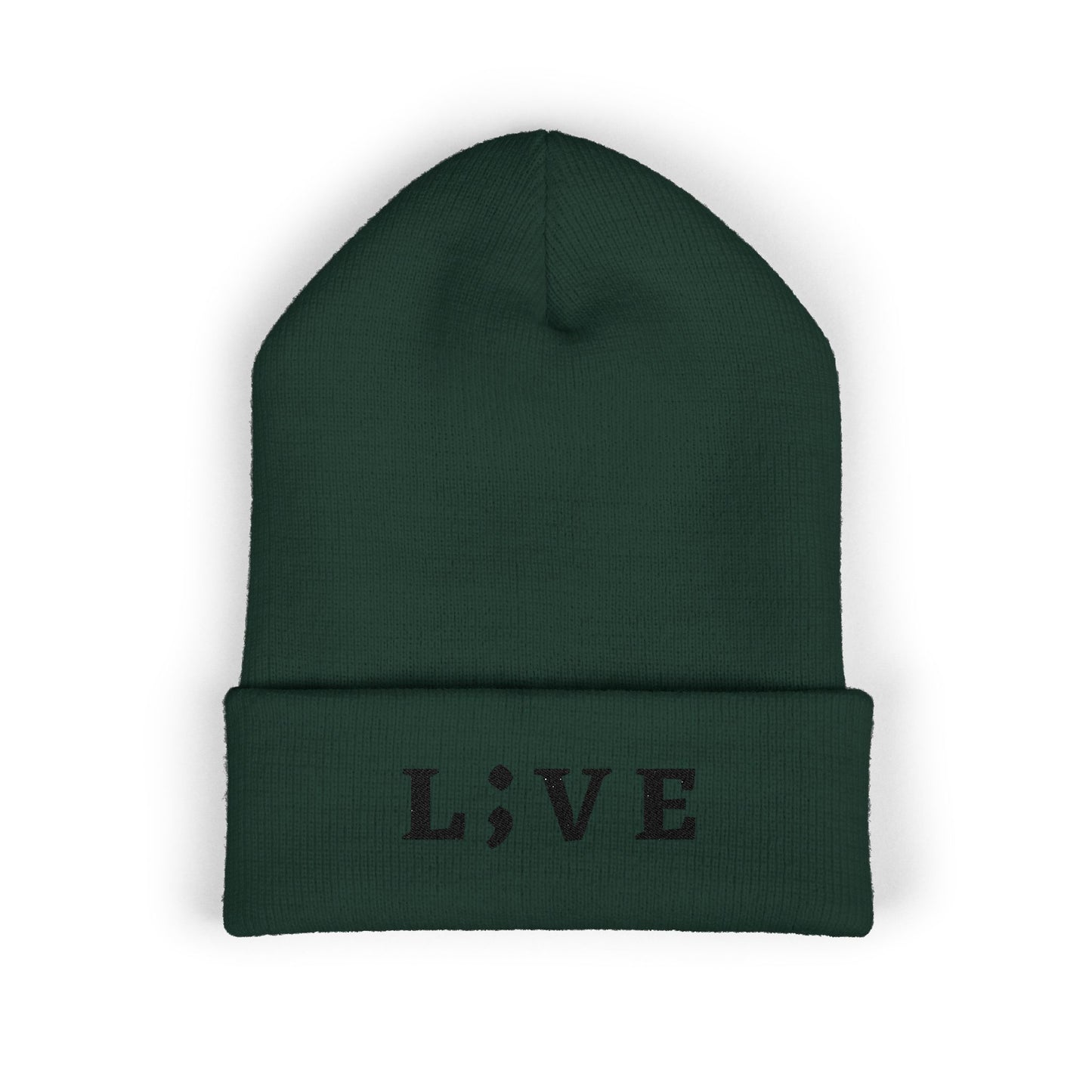 Minimalist Embroidered Live Cuffed Beanie - Stylish Winter Accessory