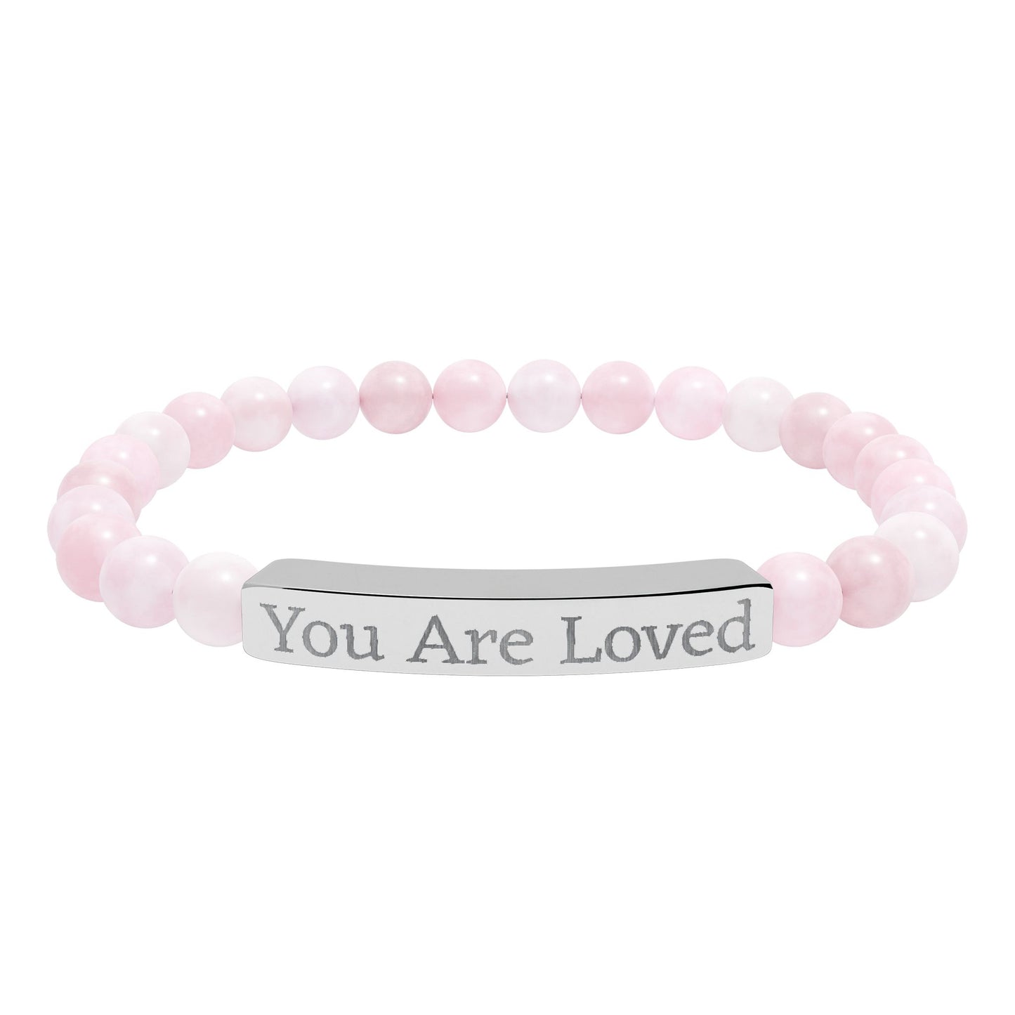 Engraved "You Are Loved" Natural Stone Stretch Bracelet