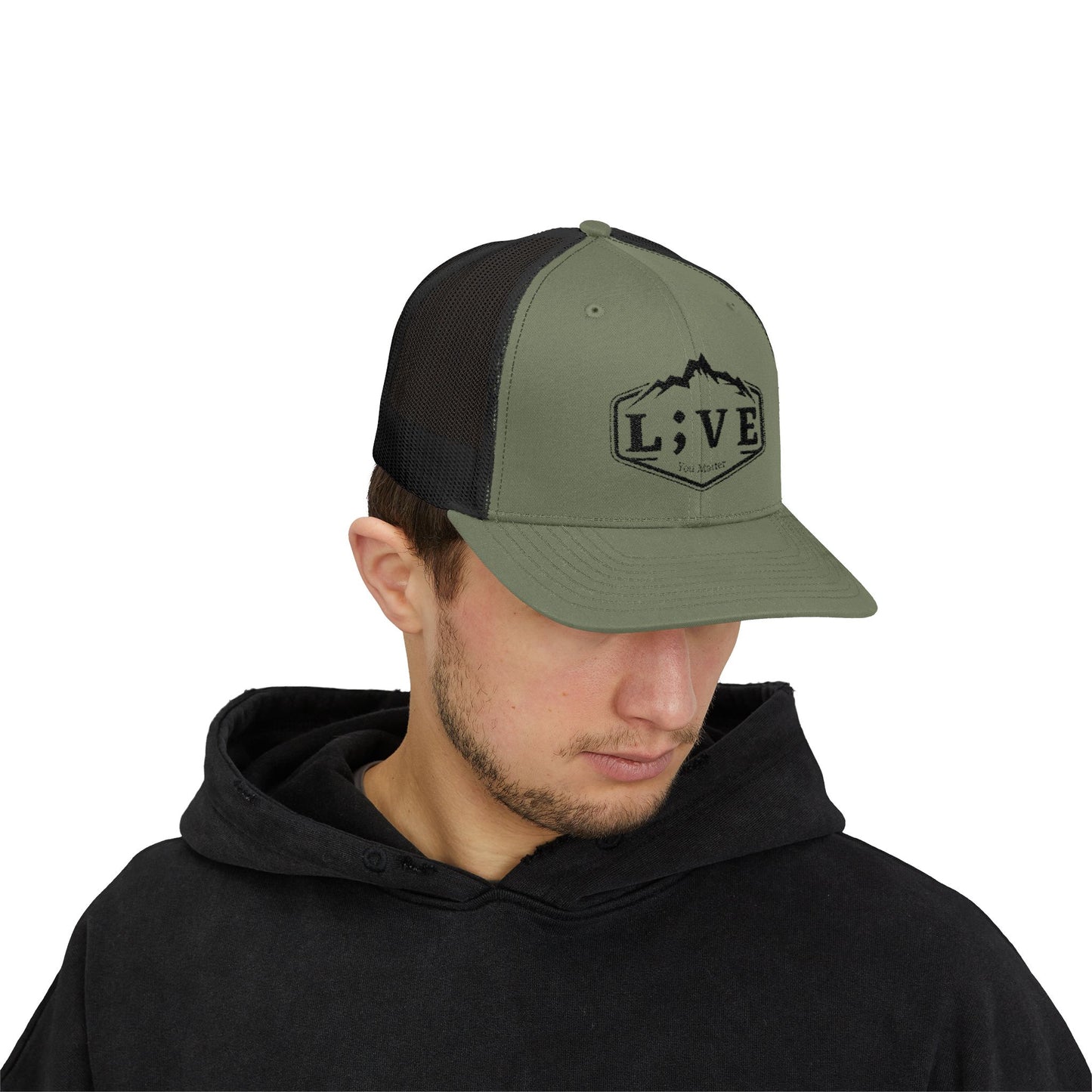 L;VE Branded Snapback Trucker Cap, Adventure Hat, Outdoor Lifestyle