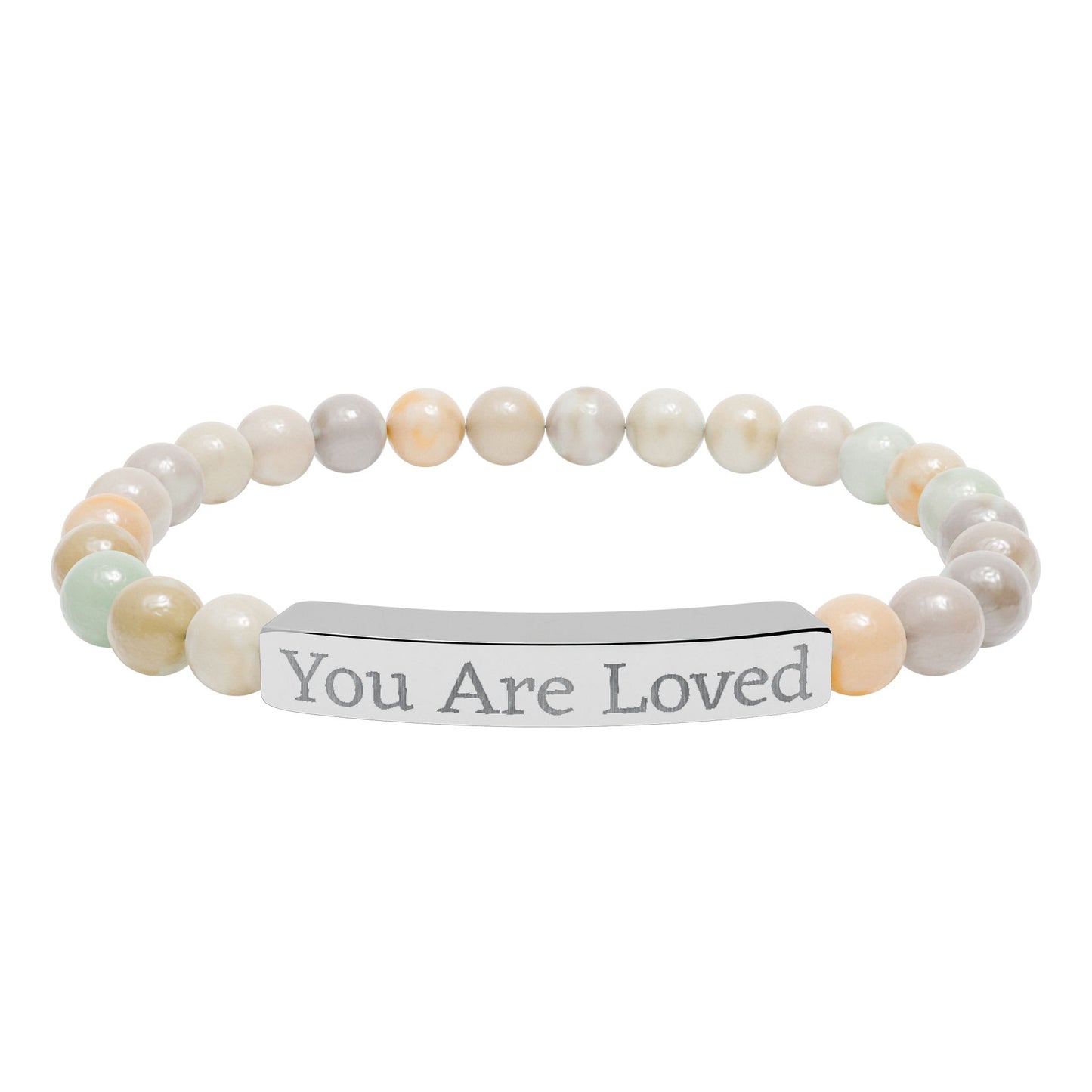 Engraved "You Are Loved" Natural Stone Stretch Bracelet