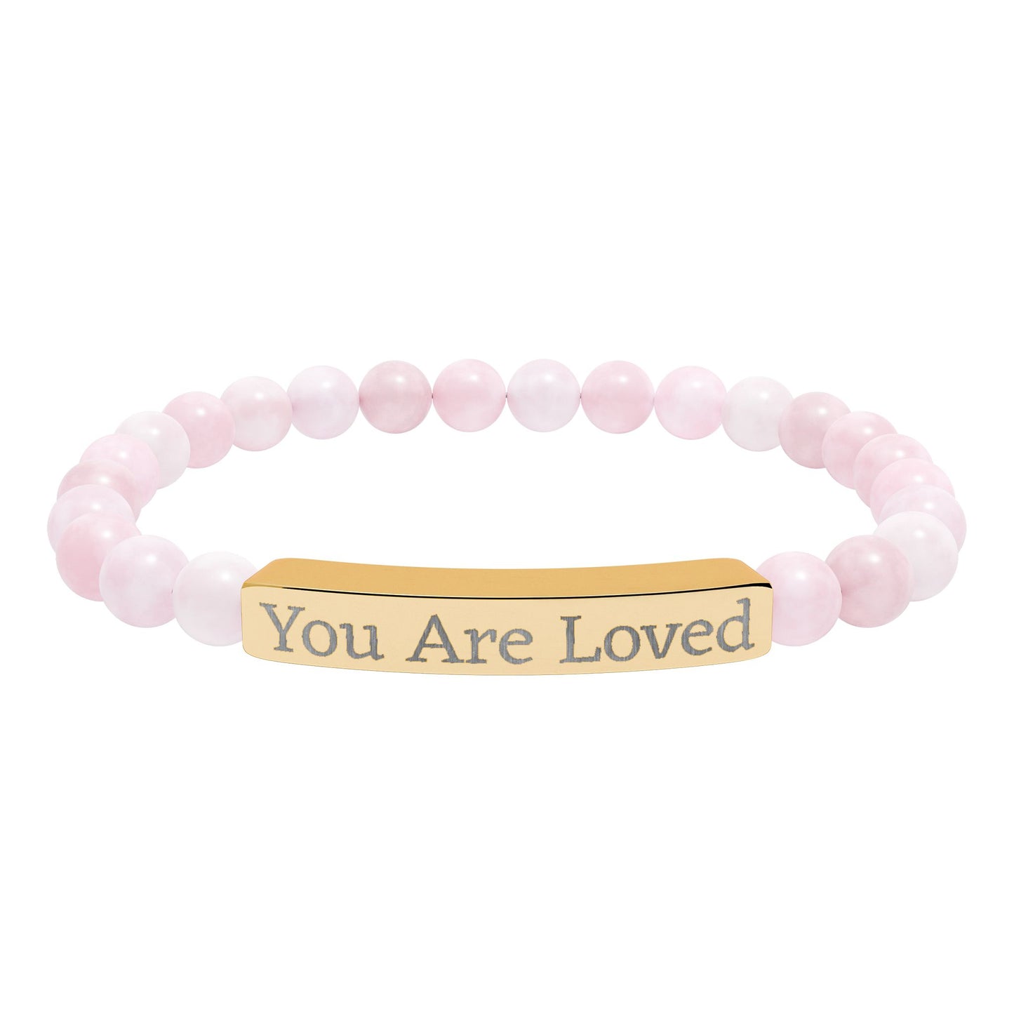 Engraved "You Are Loved" Natural Stone Stretch Bracelet