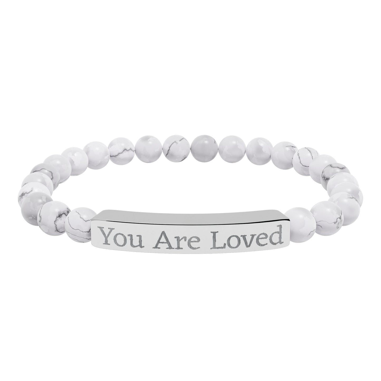 Engraved "You Are Loved" Natural Stone Stretch Bracelet