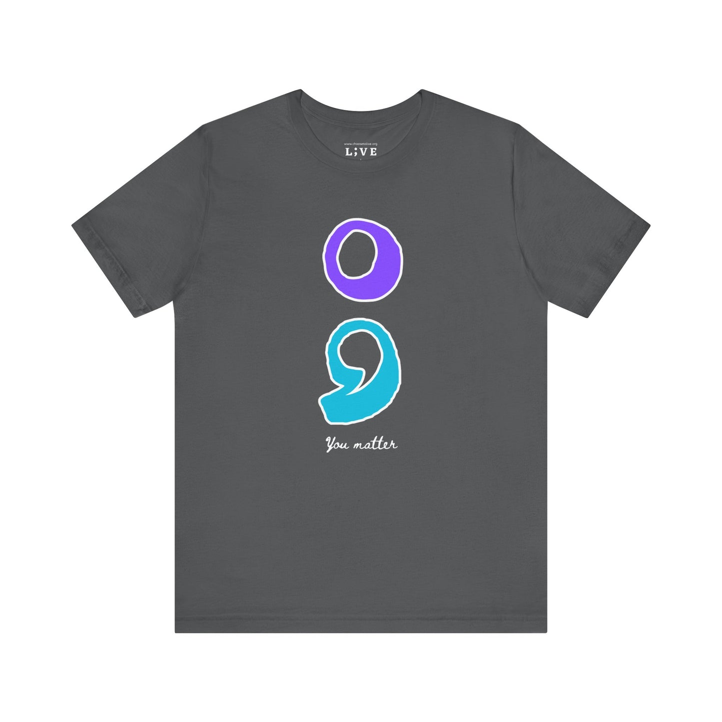 Semicolon T-Shirt in Suicide Prevention Awareness Colors
