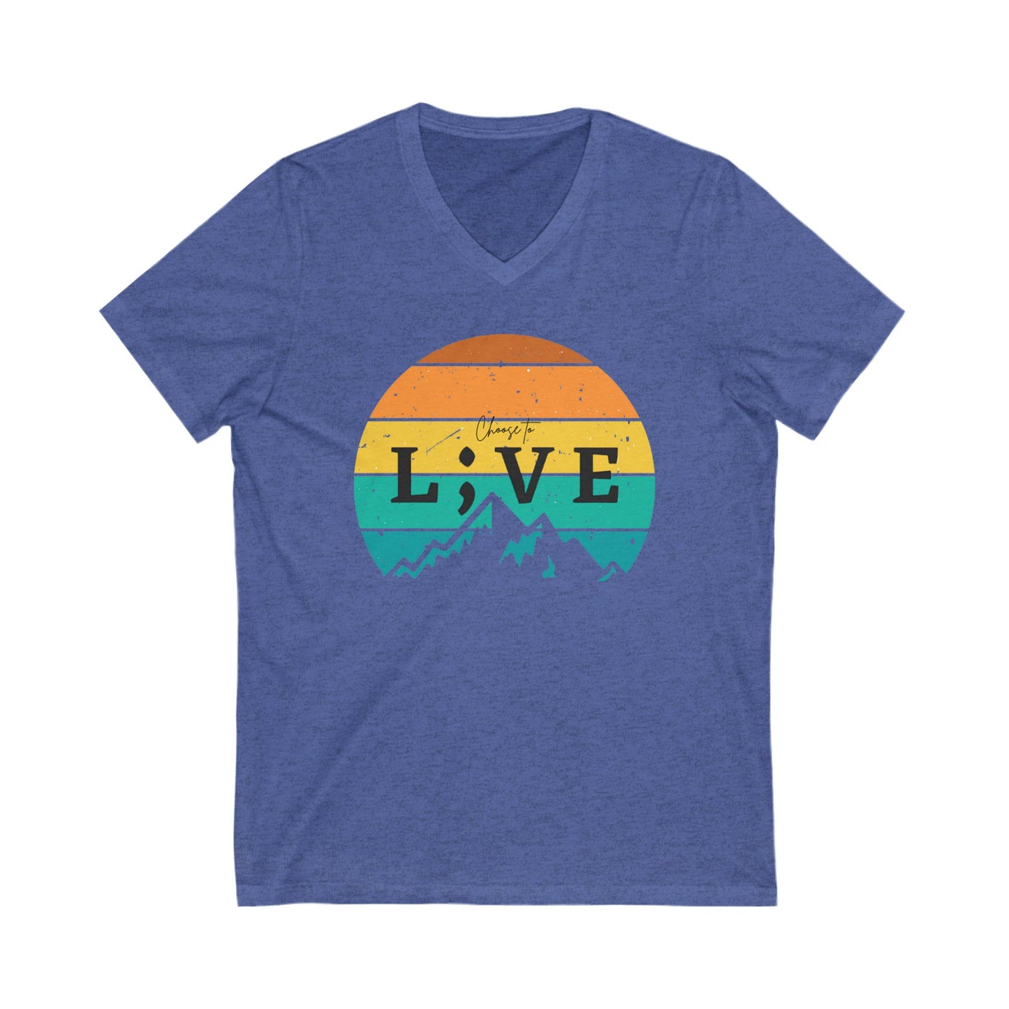 V-Neck Tee Mountain L;VE Suicide Prevention Awareness Outdoor Lovers