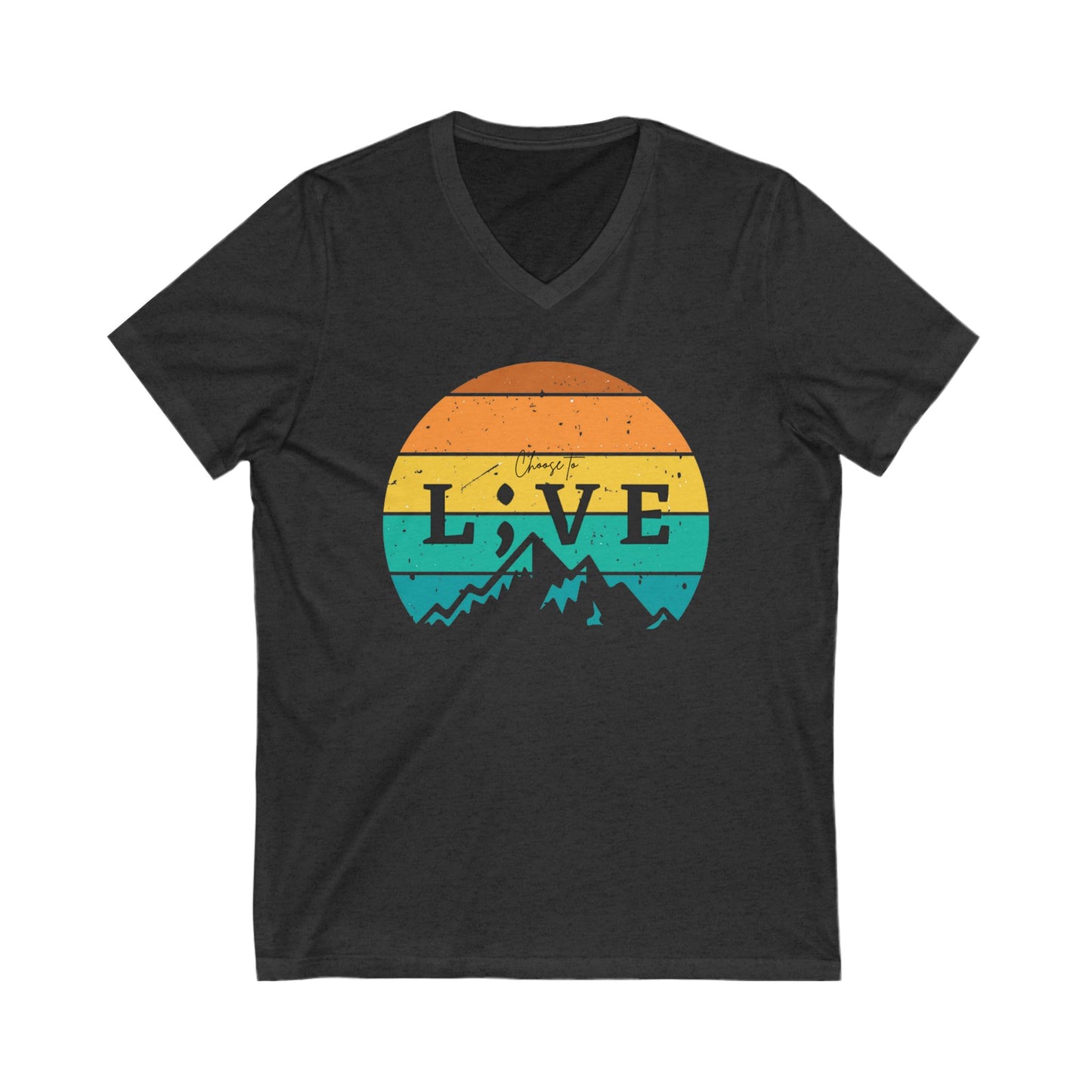 V-Neck Tee Mountain L;VE Suicide Prevention Awareness Outdoor Lovers