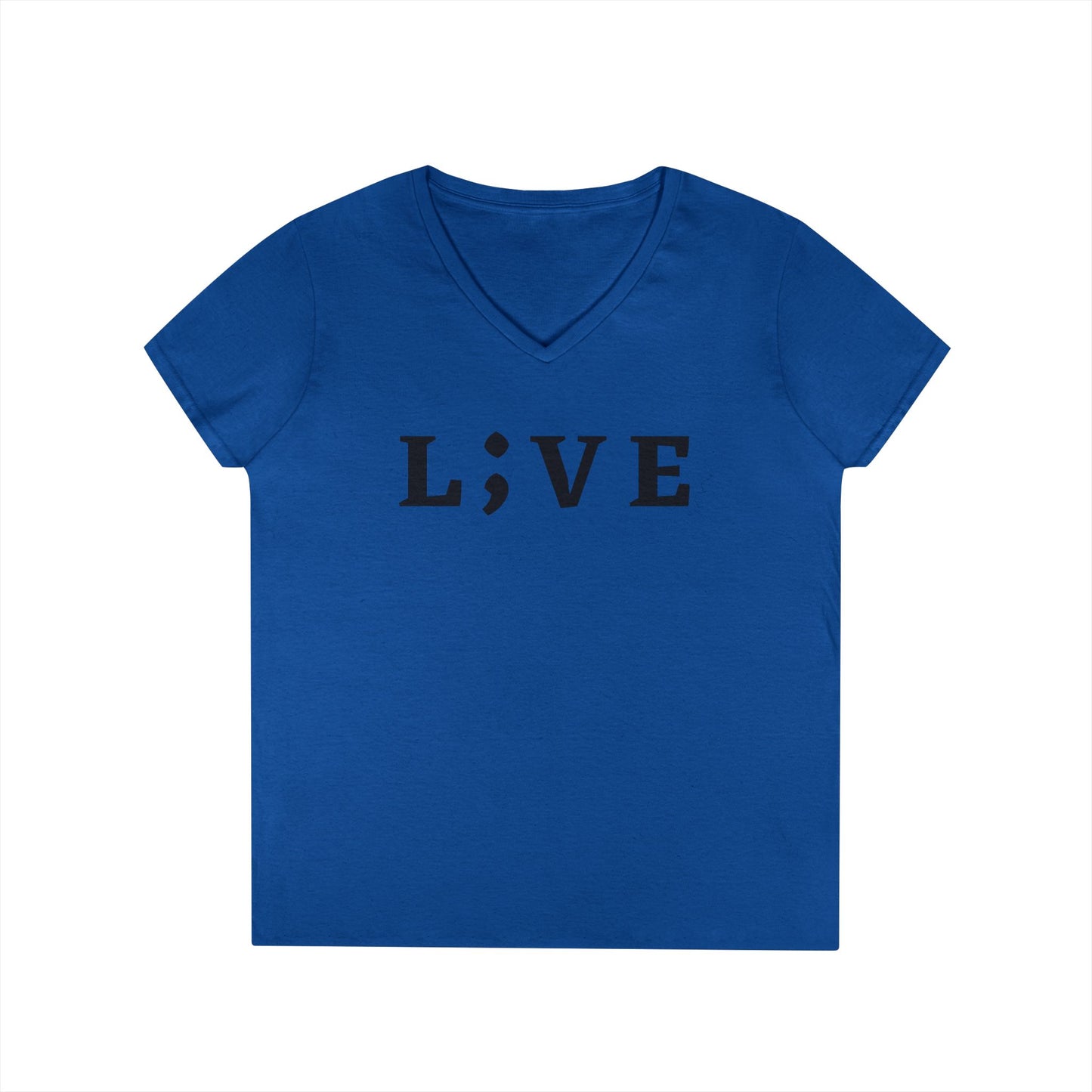 Inspirational Ladies' V-Neck T-Shirt - 'L;VE' Brand