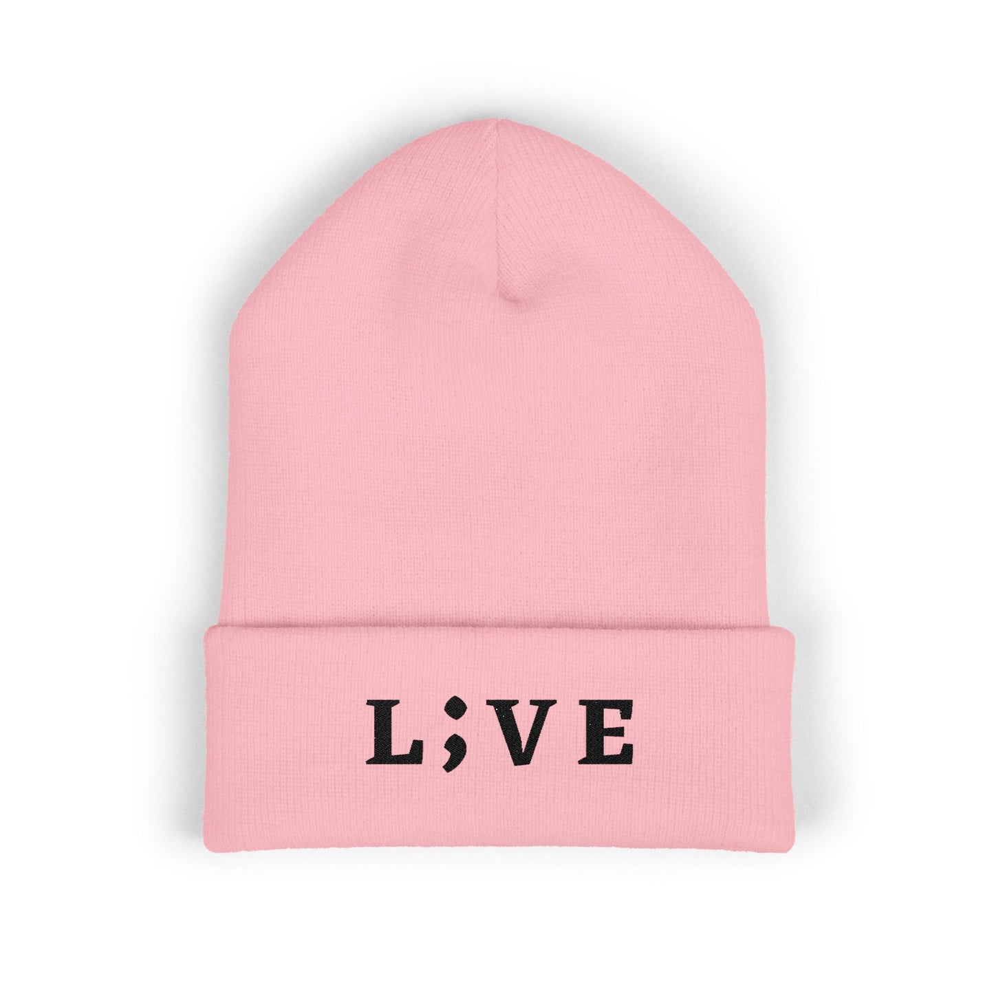 Minimalist Embroidered Live Cuffed Beanie - Stylish Winter Accessory