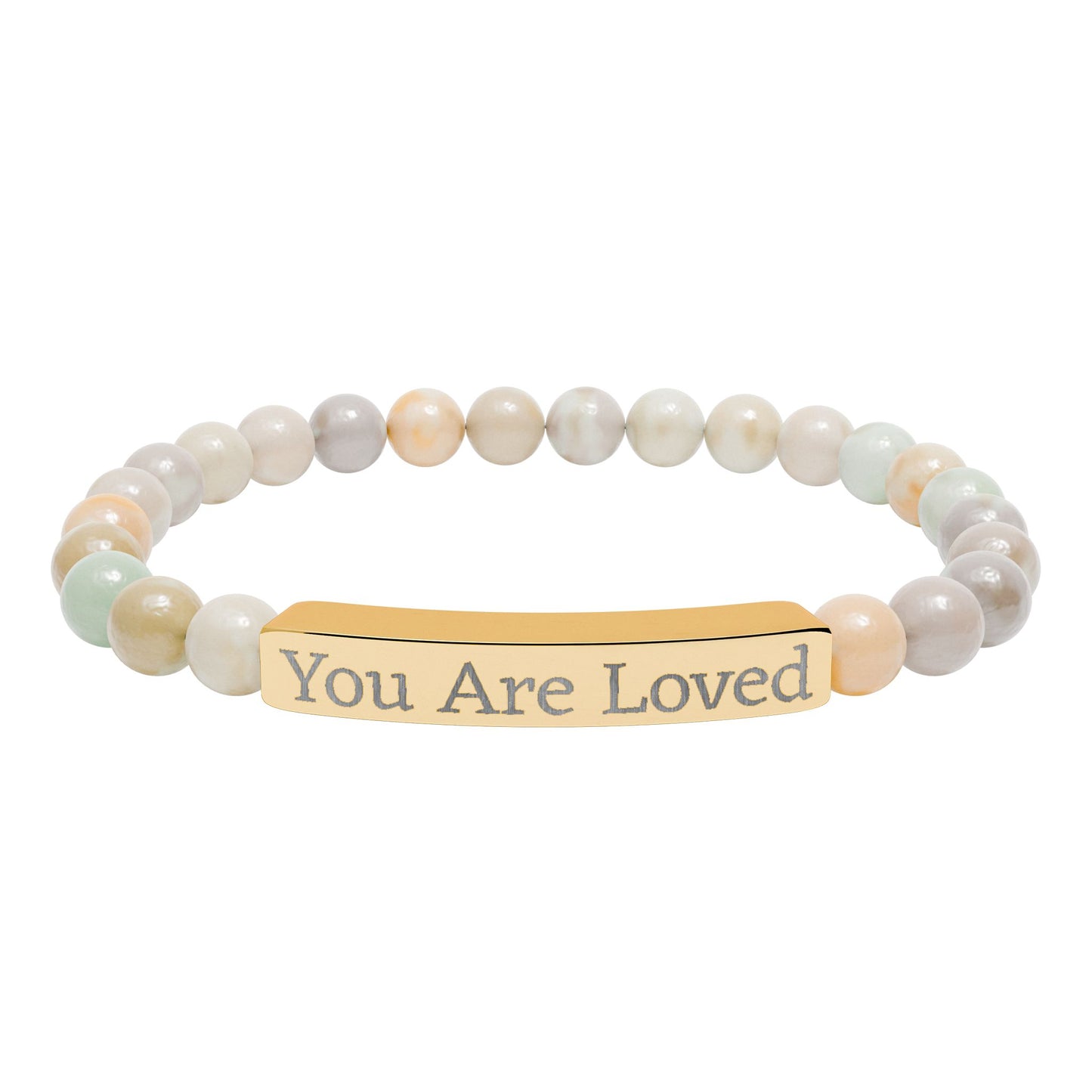 Engraved "You Are Loved" Natural Stone Stretch Bracelet
