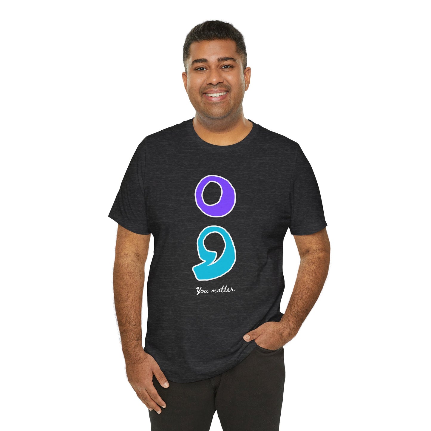 Semicolon T-Shirt in Suicide Prevention Awareness Colors