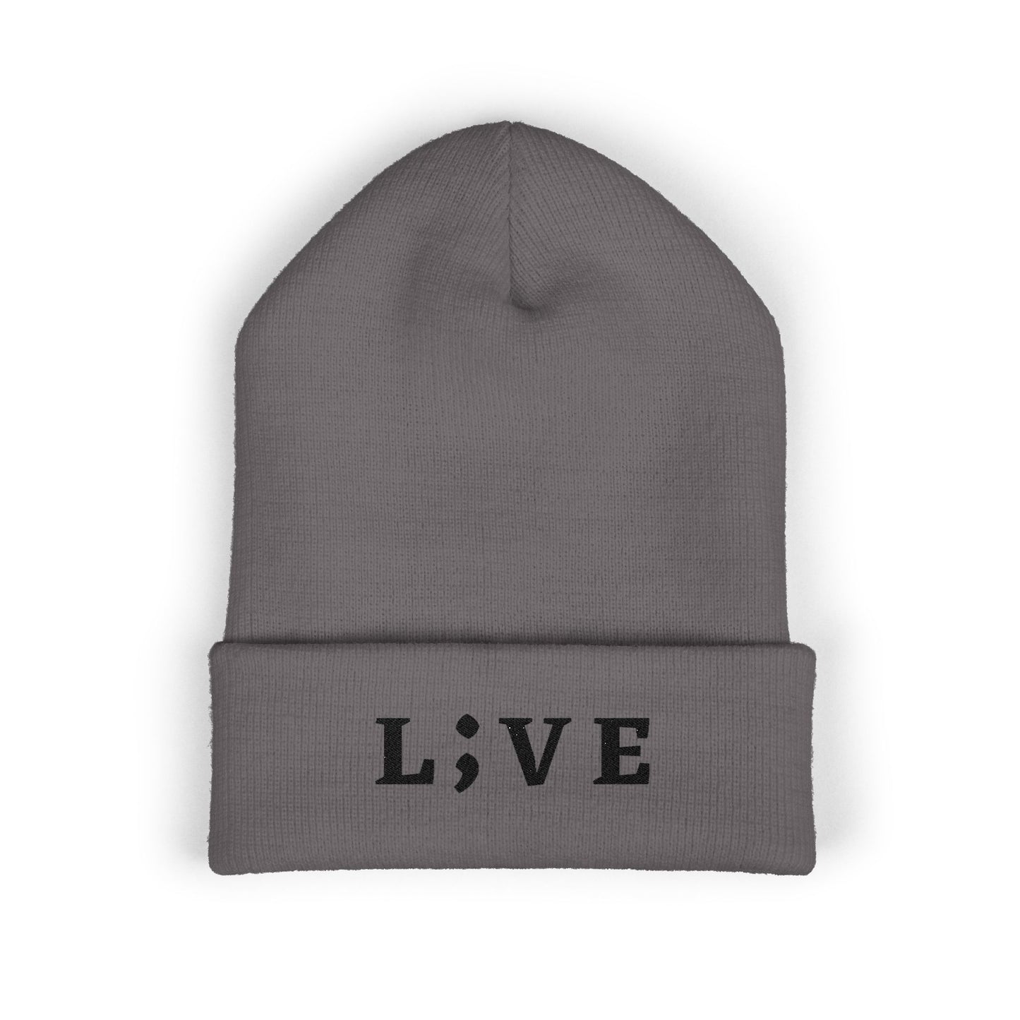 Minimalist Embroidered Live Cuffed Beanie - Stylish Winter Accessory