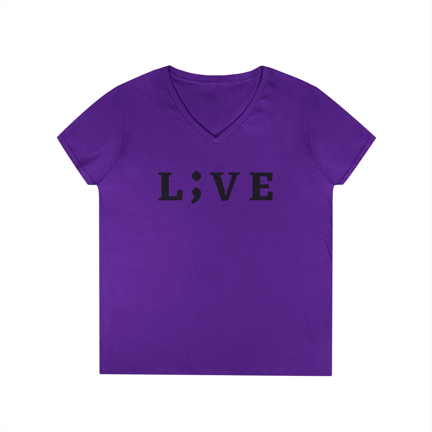 Inspirational Ladies' V-Neck T-Shirt - 'L;VE' Brand