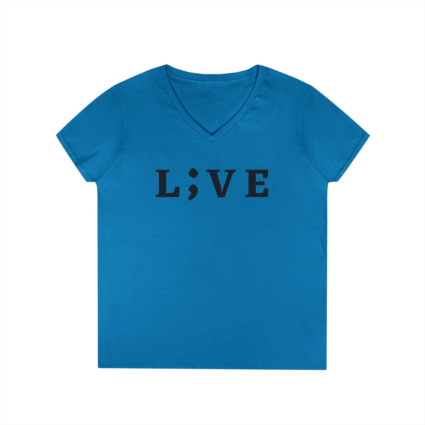 Inspirational Ladies' V-Neck T-Shirt - 'L;VE' Brand