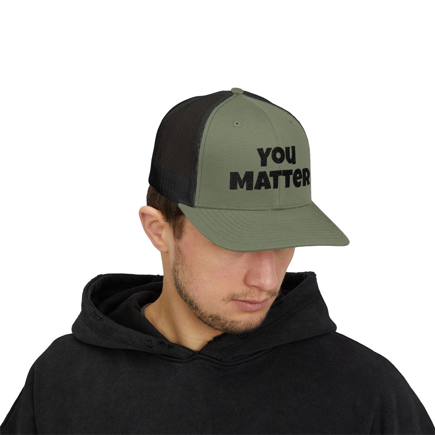 Empowering Trucker Cap - You Matter, Affirmation Hat, Gift for Advocates, Mental Health Support, Positive Message Gear