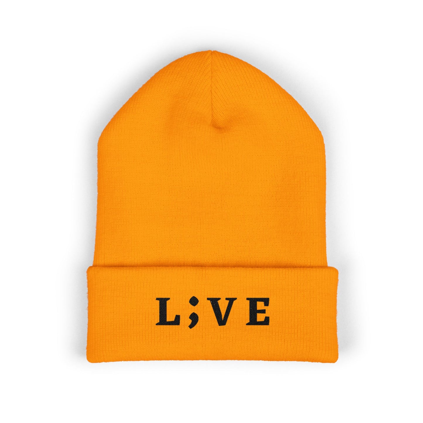 Minimalist Embroidered Live Cuffed Beanie - Stylish Winter Accessory