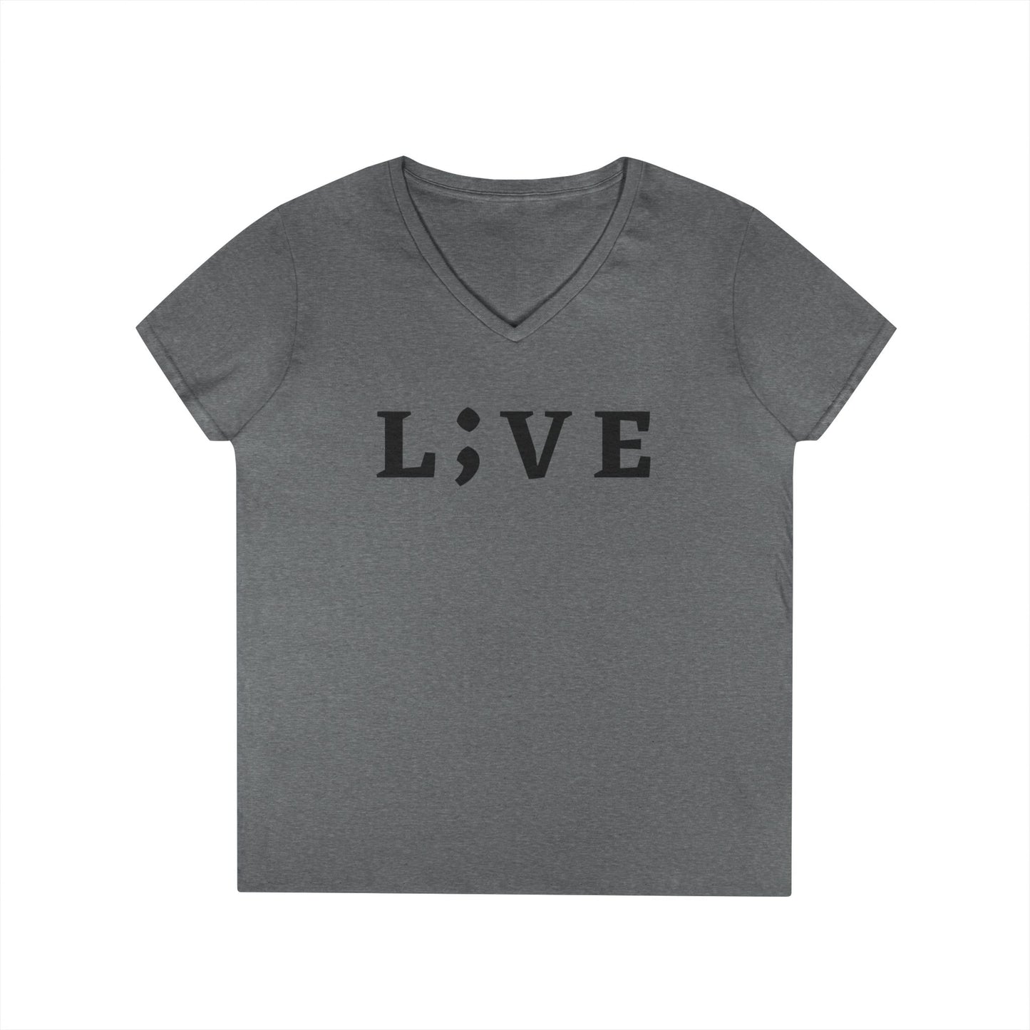 Inspirational Ladies' V-Neck T-Shirt - 'L;VE' Brand