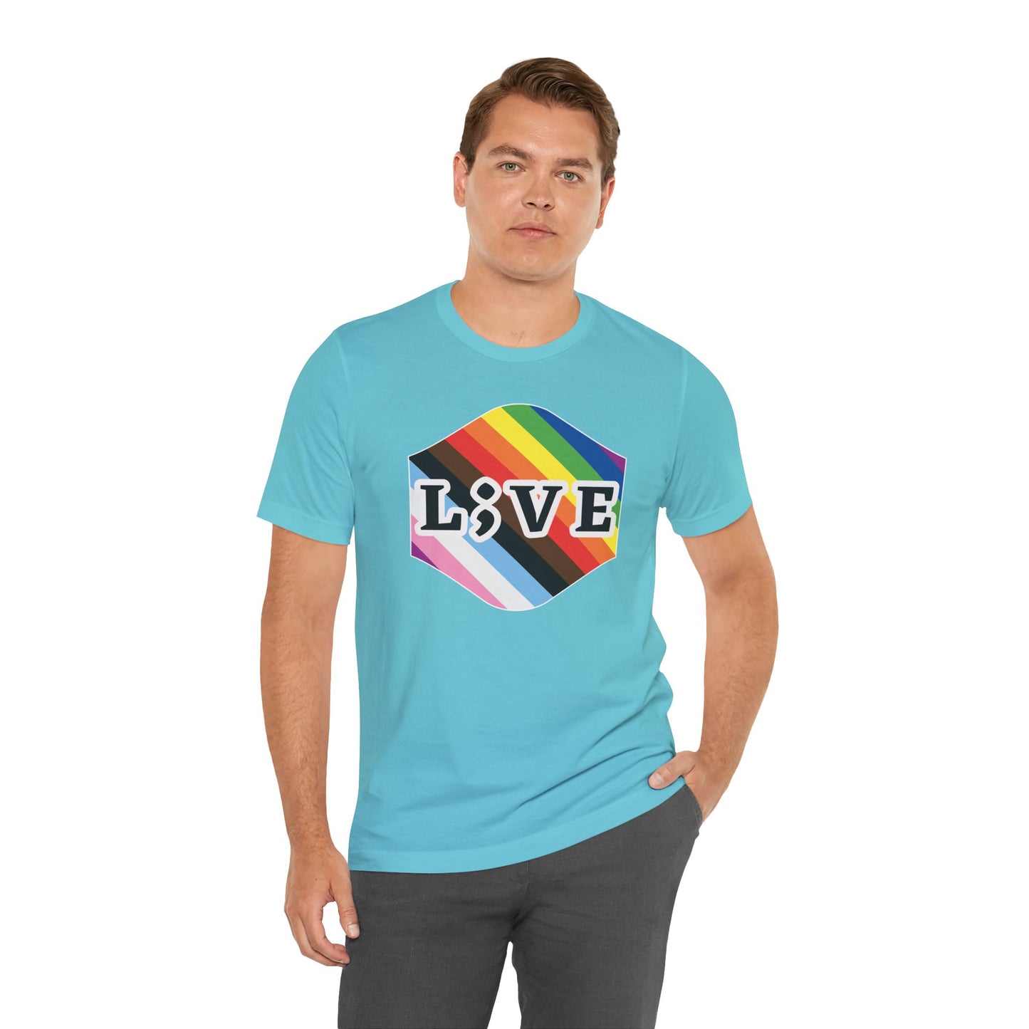 Unisex Tee: L;VE Pride Suicide Prevention Awareness T-Shirt