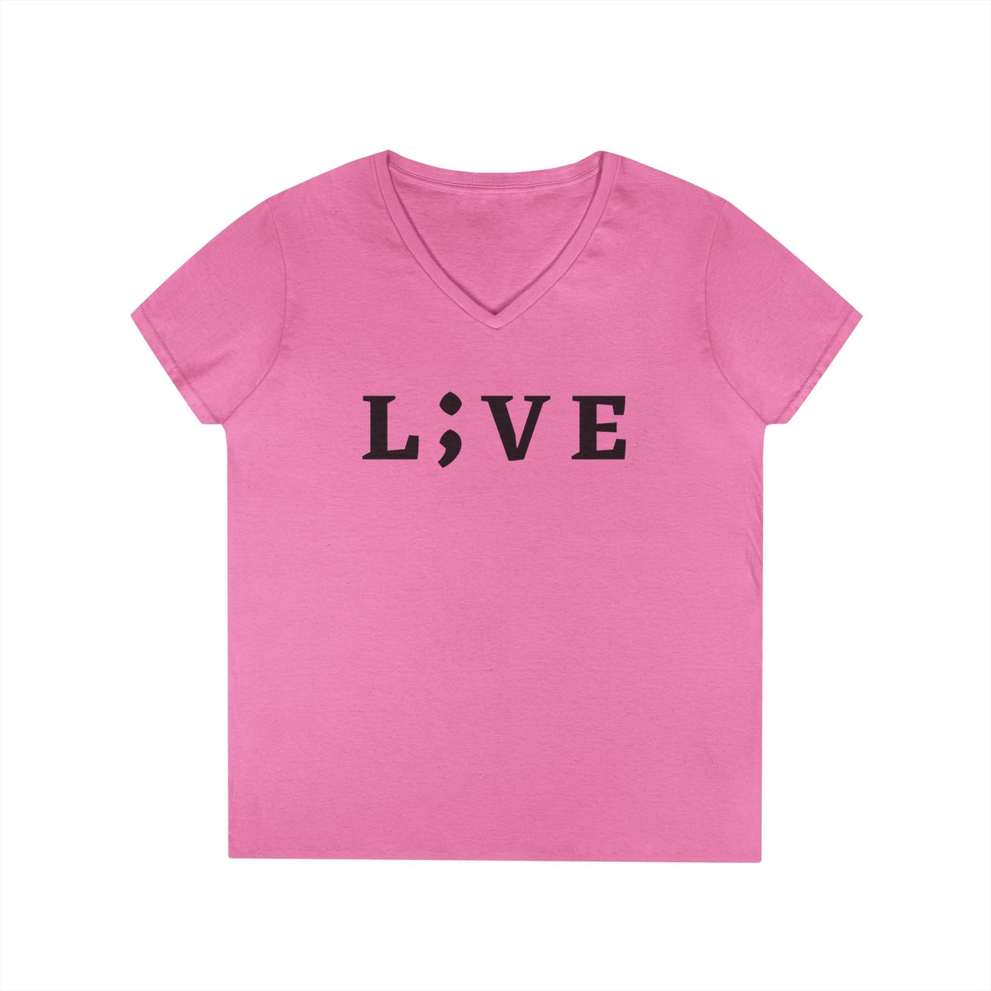 Inspirational Ladies' V-Neck T-Shirt - 'L;VE' Brand