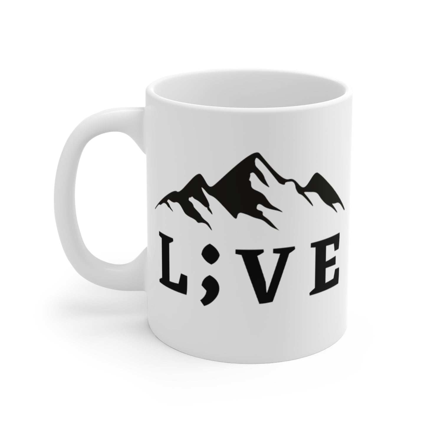 L;VE Semicolon Mountain Mug — 11oz Inspirational Coffee Cup