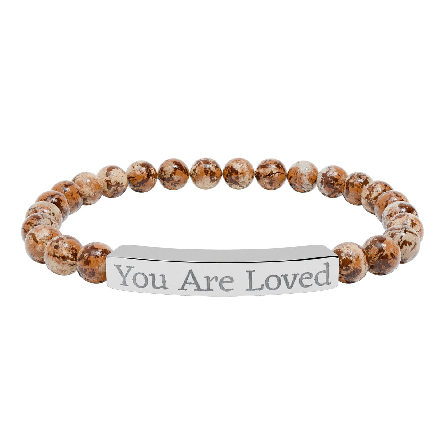Engraved "You Are Loved" Natural Stone Stretch Bracelet