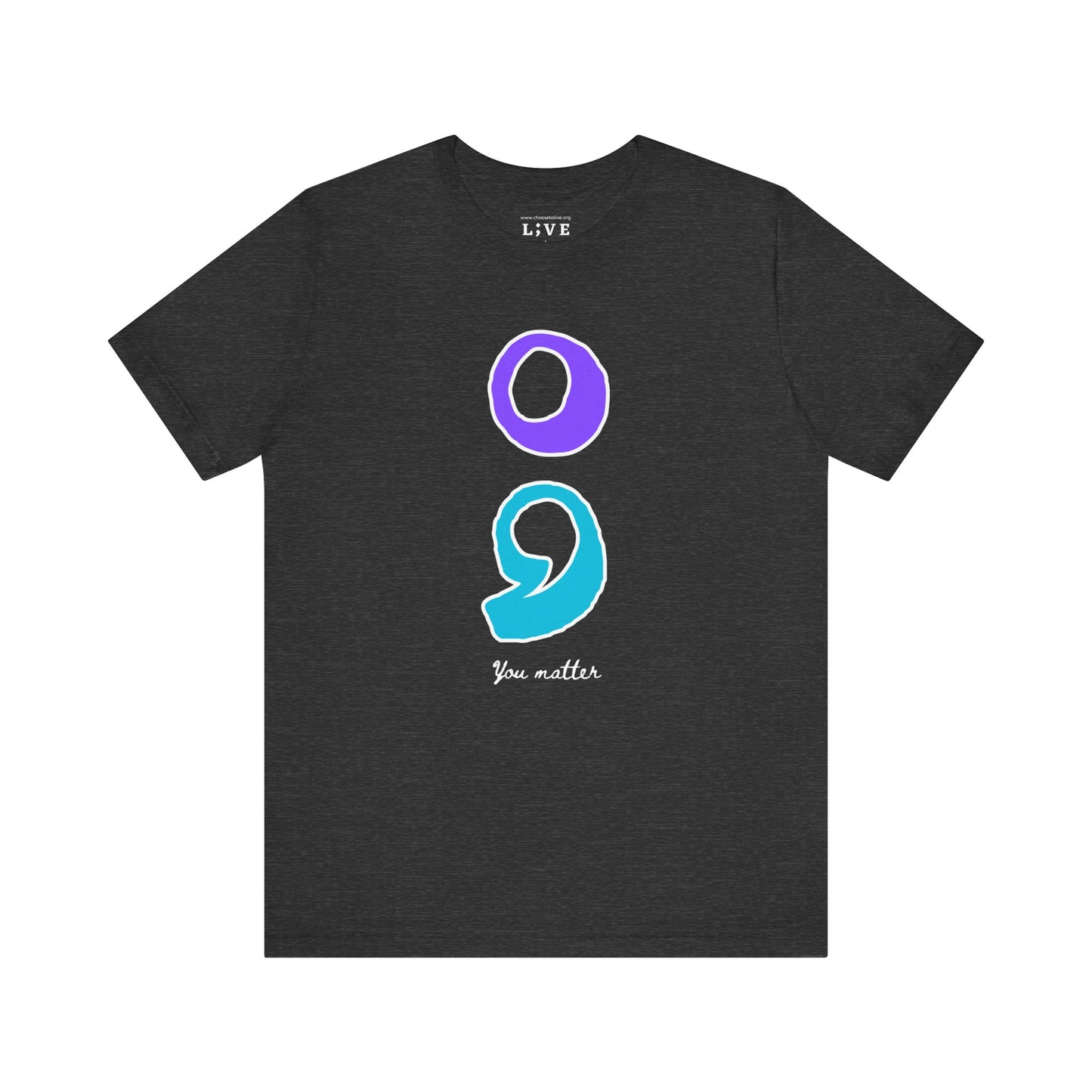 Semicolon T-Shirt in Suicide Prevention Awareness Colors