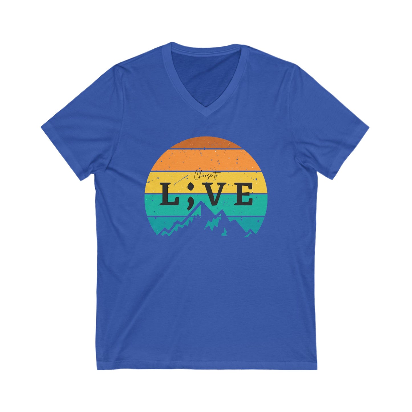 V-Neck Tee Mountain L;VE Suicide Prevention Awareness Outdoor Lovers