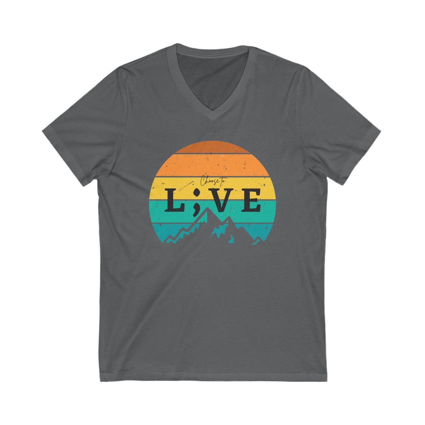 V-Neck Tee Mountain L;VE Suicide Prevention Awareness Outdoor Lovers