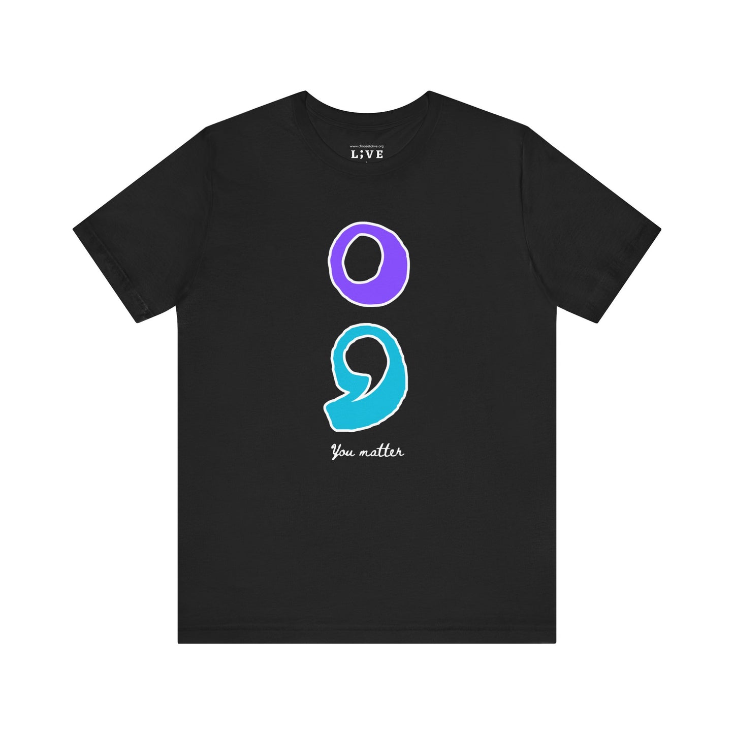 Semicolon T-Shirt in Suicide Prevention Awareness Colors