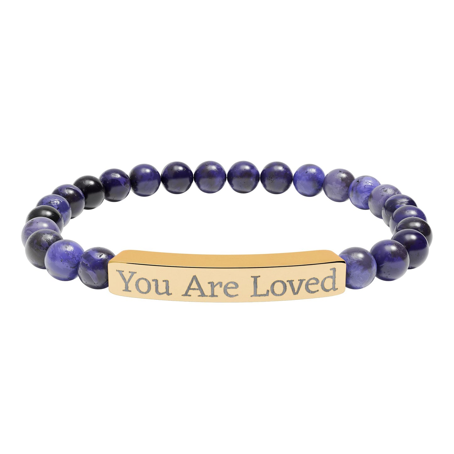 Engraved "You Are Loved" Natural Stone Stretch Bracelet