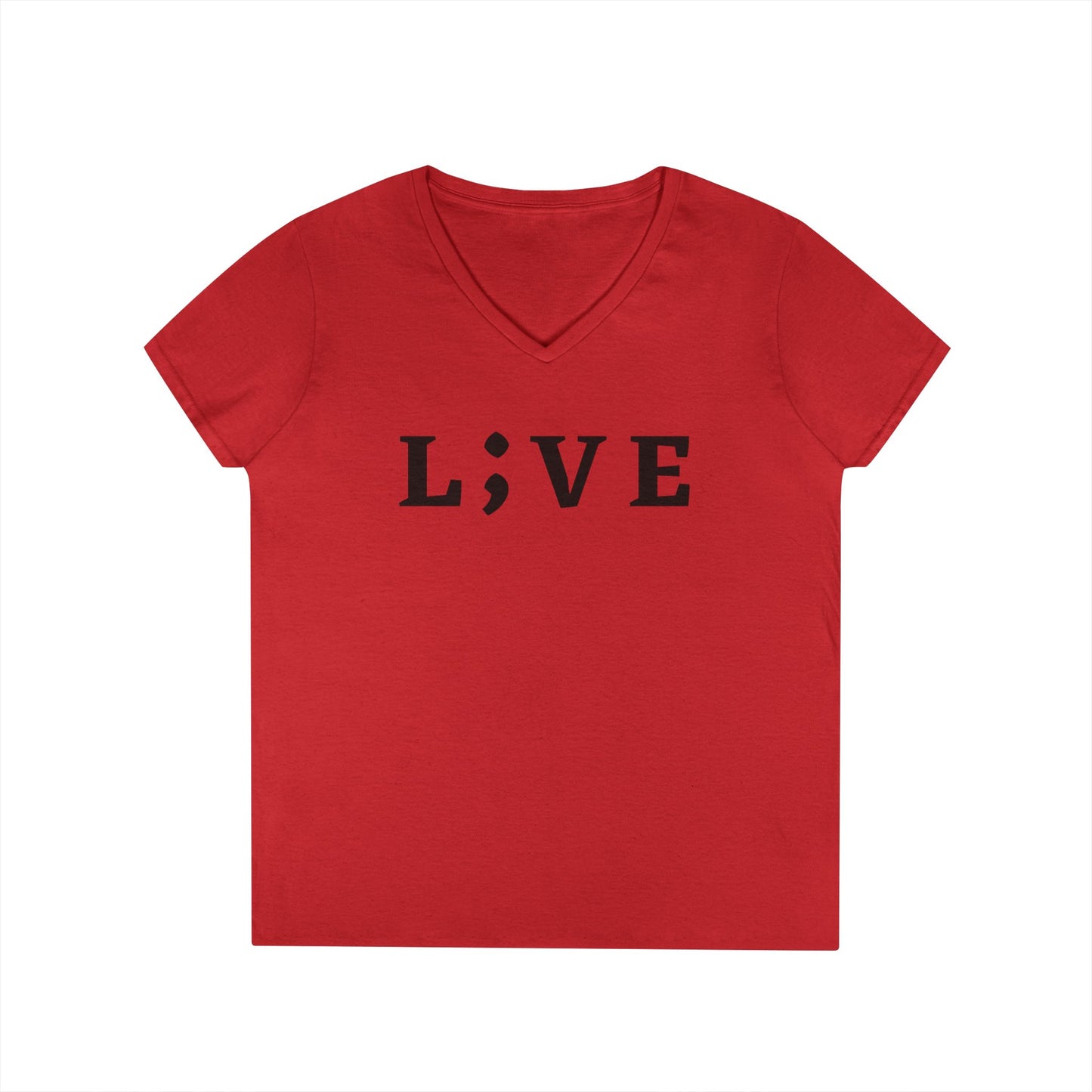 Inspirational Ladies' V-Neck T-Shirt - 'L;VE' Brand