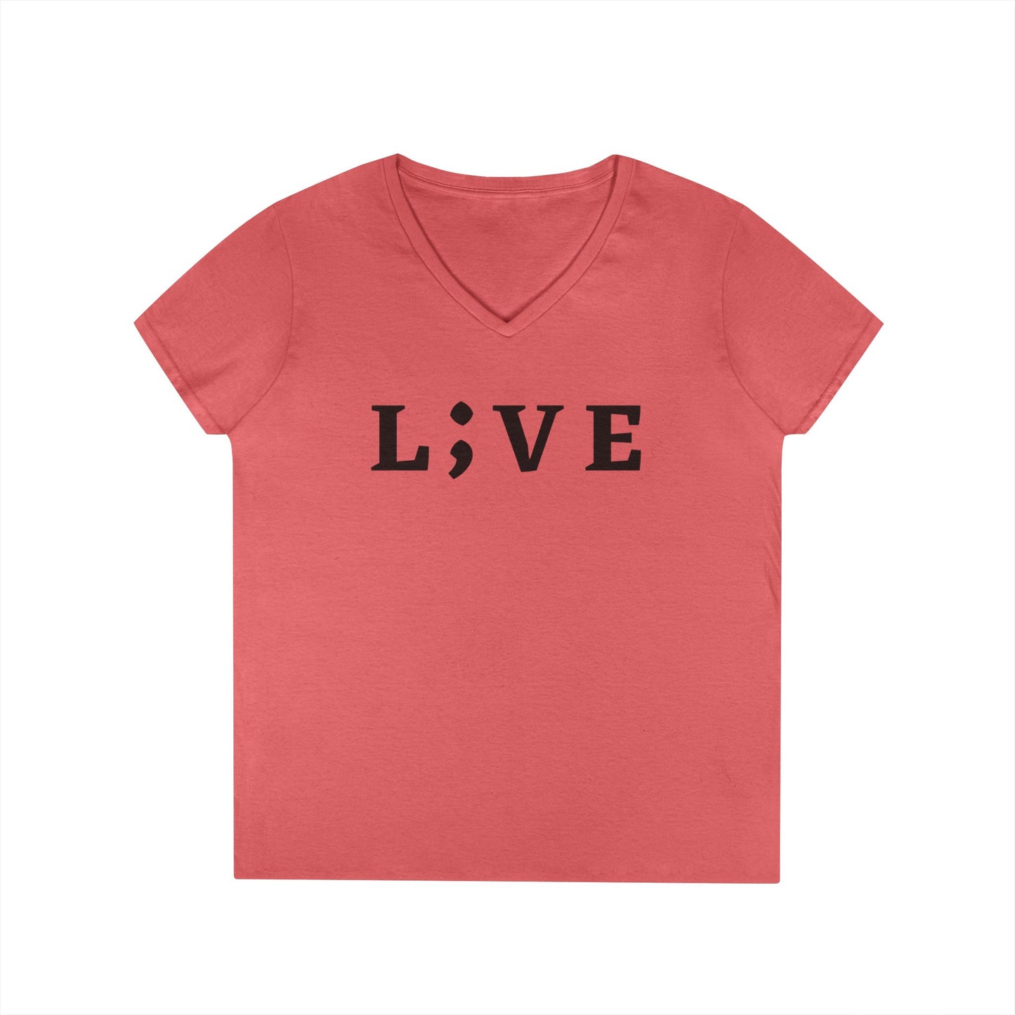 Inspirational Ladies' V-Neck T-Shirt - 'L;VE' Brand