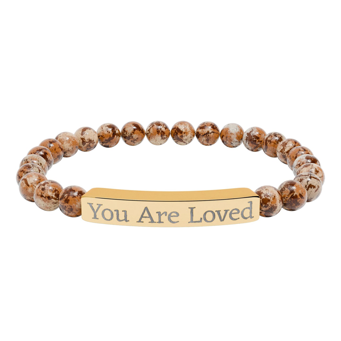 Engraved "You Are Loved" Natural Stone Stretch Bracelet