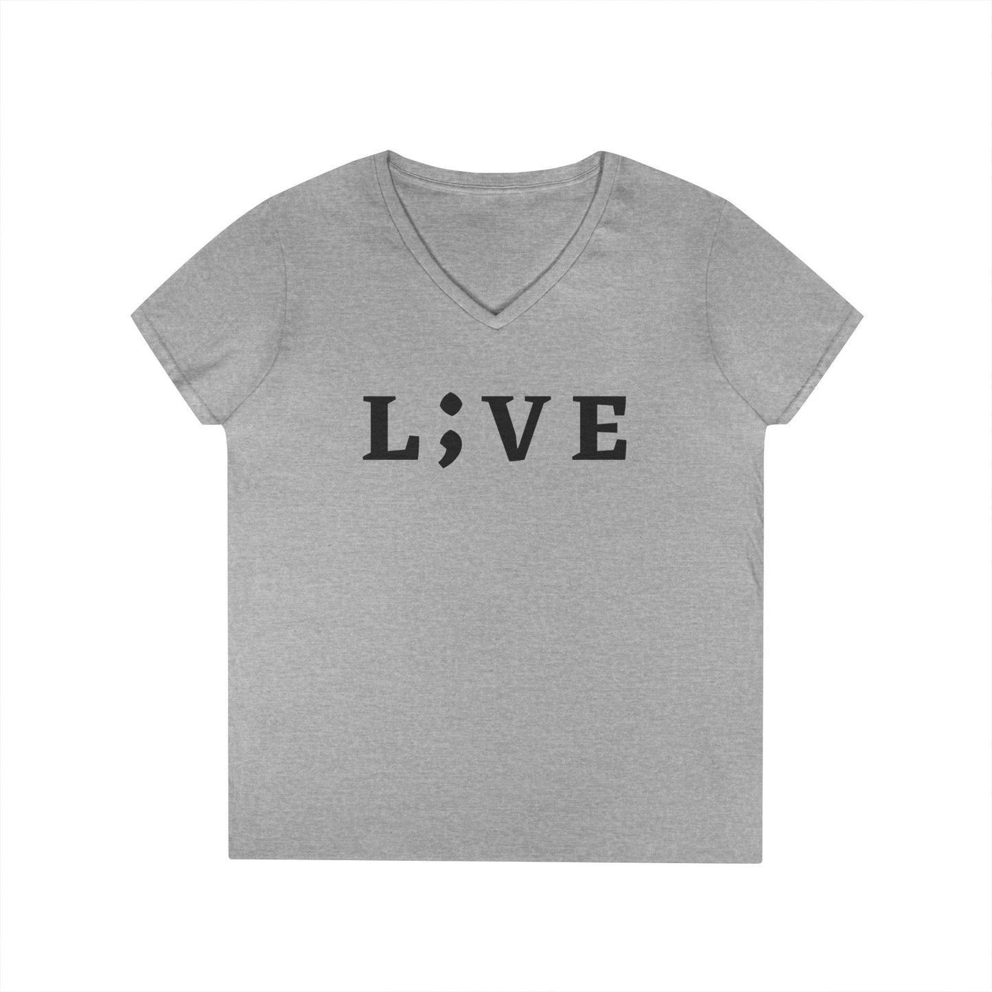 Inspirational Ladies' V-Neck T-Shirt - 'L;VE' Brand