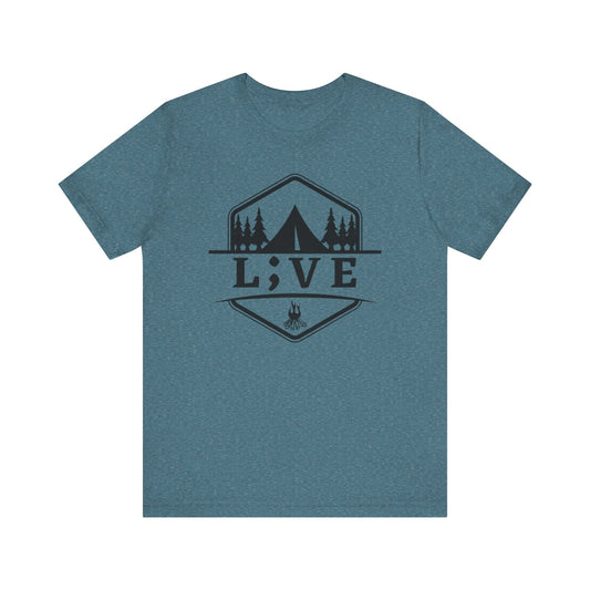 L;VE Camping Theme Suicide Prevention T-Shirt