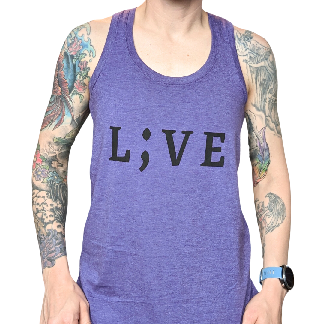 L;VE - Ladies Tri Racerback Tank (Purple)